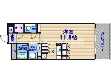 ガリレオ新町(1K/4階)の間取り写真