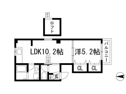 COMFORT上の町(1LDK/2階)の間取り写真