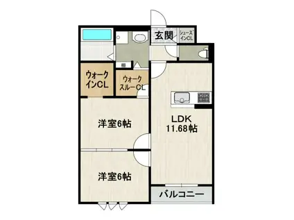 /鴻池5丁目(2LDK/2階)の間取り写真