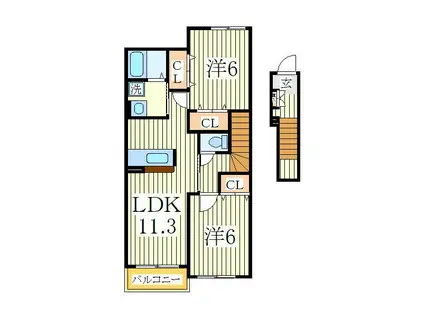 カーサ初石III(2LDK/2階)の間取り写真