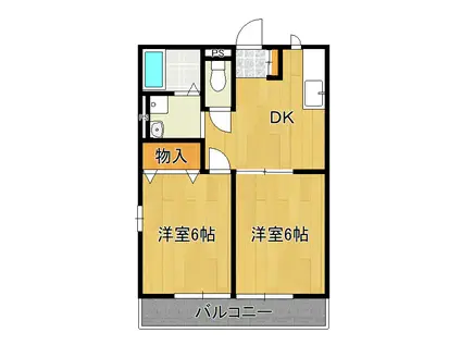 ヴェルドミールB棟(2DK/2階)の間取り写真