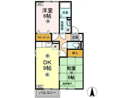 セジュールMEきりた(2DK/1階)の間取り写真
