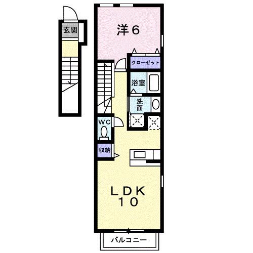 チェリッシュI(1LDK/2階)の間取り写真