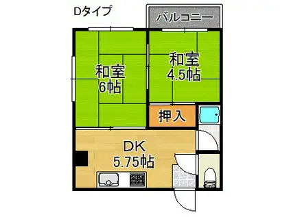 トミーハイツ(2DK/2階)の間取り写真