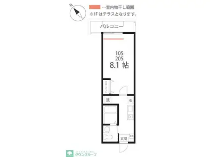 ハーミットクラブハウス弘明寺II(1K/1階)の間取り写真