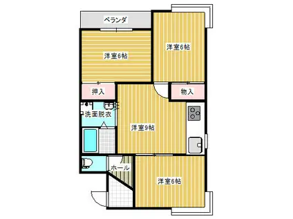田間エクセルコートA棟(3LDK/2階)の間取り写真
