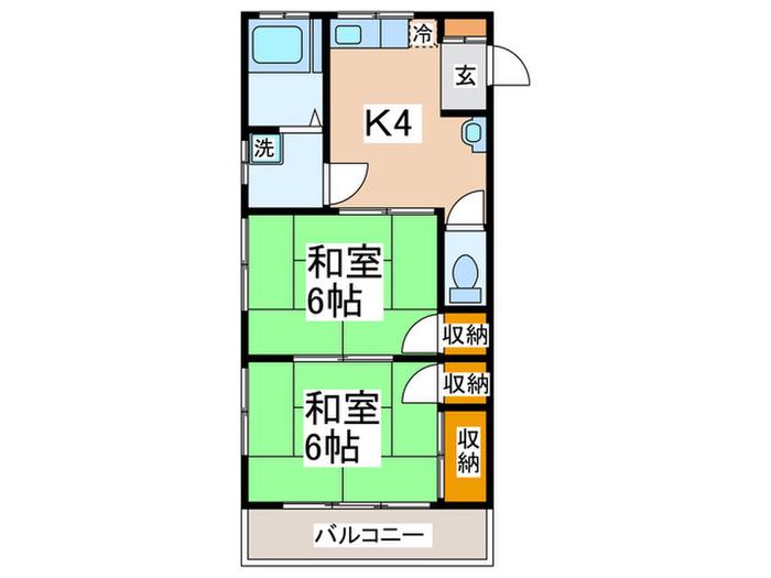 コーポ倉本A(2K/1階)の間取り写真
