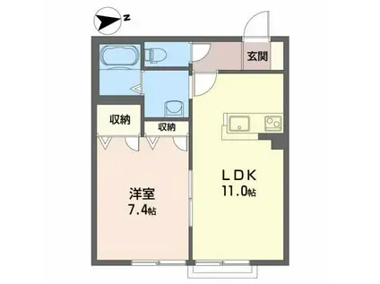 シャーメゾン東門A(1LDK/1階)の間取り写真