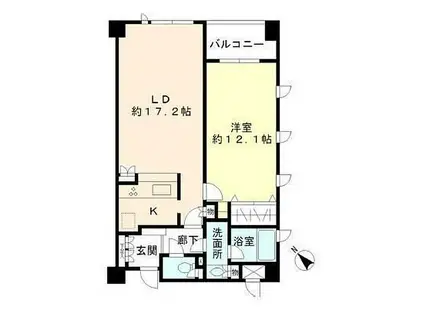 ヒューリック目黒三田(1LDK/4階)の間取り写真