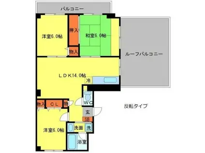 新千里ハイツこうじ(3LDK/6階)の間取り写真