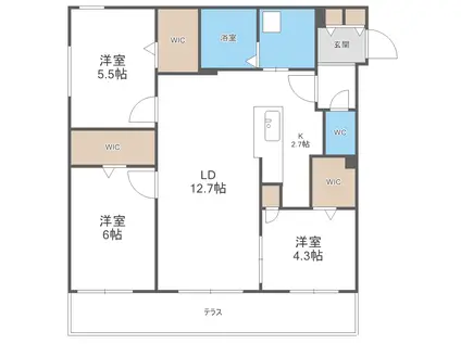 リッツグランデ八軒(3LDK/2階)の間取り写真