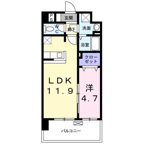 ミッドフォート II(1LDK/5階)の間取り写真
