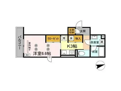 パーシモン駅南II(1K/1階)の間取り写真