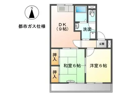 レジデンス光琳(2DK/4階)の間取り写真