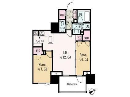 グランドヒルズ恵比寿(2LDK/8階)の間取り写真