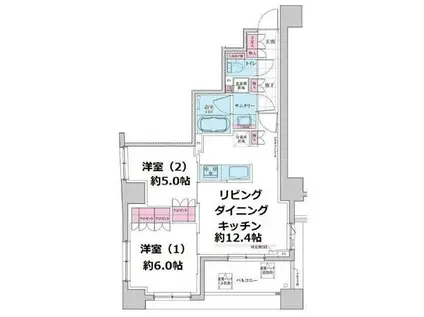 ステラメゾン三軒茶屋(2LDK/10階)の間取り写真