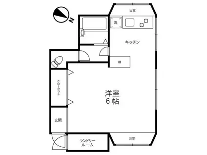 ハイツ碑文谷(ワンルーム/2階)の間取り写真