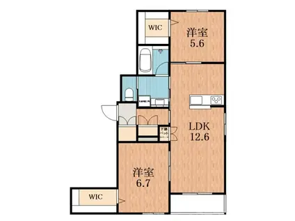 MAISON DE CHATON ABENO(2LDK/3階)の間取り写真