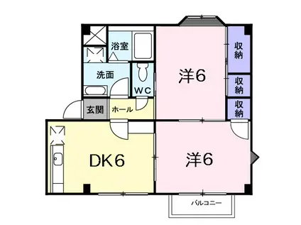 メモリーオキ232(2DK/2階)の間取り写真