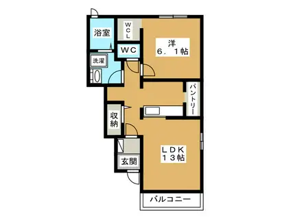 緑香 北(1LDK/2階)の間取り写真