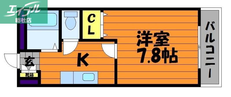 ワンハイム(1K/2階)の間取り写真