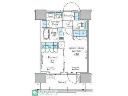 HARUMI FLAG PORT VILLAGE C棟(1LDK/13階)の間取り写真