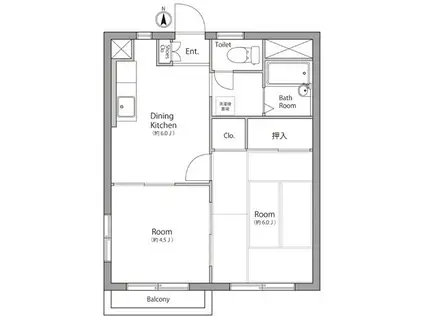 リンナイハイツ(2DK/2階)の間取り写真