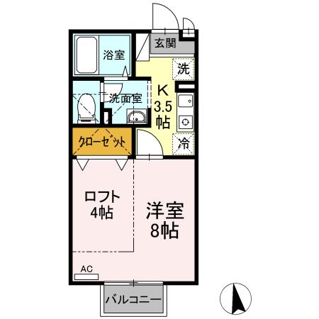 エスペランサ古泉(1K/2階)の間取り写真