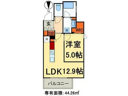 パークアクシス新御徒町イースト(1LDK/2階)の間取り写真
