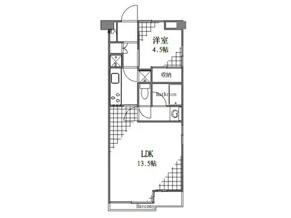 ライオンズマンション亀戸(1LDK/6階)の間取り写真