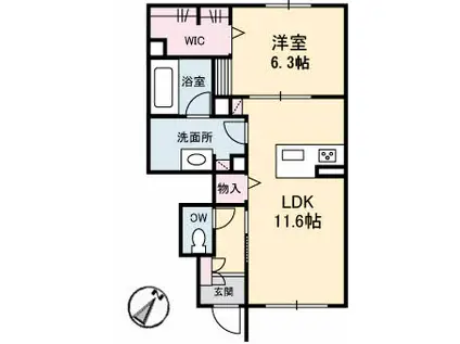 エスポワール戸坂山崎A(1LDK/1階)の間取り写真