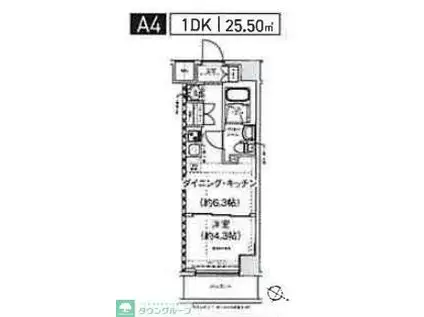 スパシエ幡ヶ谷(1DK/4階)の間取り写真