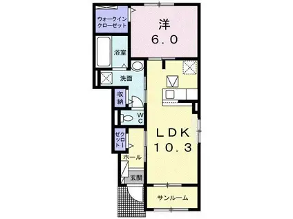 エクセレント スクエアC(1LDK/1階)の間取り写真