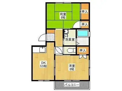 リベラル鍋島II(2DK/2階)の間取り写真
