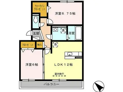リビングタウン鈴鹿旭が丘 A棟(2LDK/3階)の間取り写真