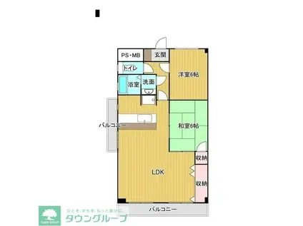 TS UP HOUSE(2LDK/3階)の間取り写真
