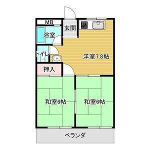 第2リバーサイド清水(2DK/2階)の間取り写真