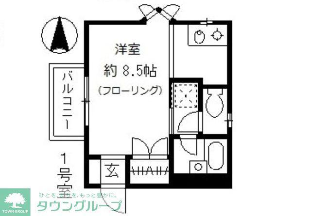 ヒルズ内山(ワンルーム/1階)の間取り写真