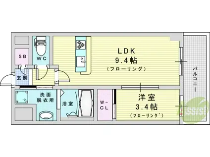 アヴェニール中崎(1LDK/10階)の間取り写真