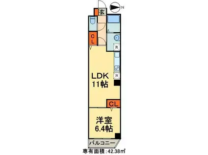 プルミエール秋葉原(1LDK/2階)の間取り写真
