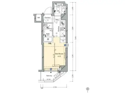 アルテシモ リンク コモド(1K/2階)の間取り写真