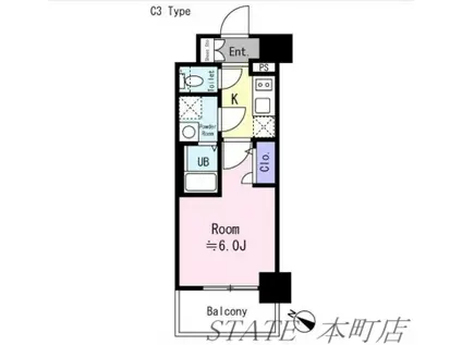 エスリード弁天町ルシェンテ(1K/5階)の間取り写真