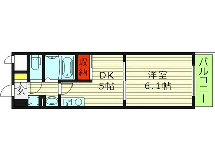 ペペル善源寺(1DK/4階)の間取り写真