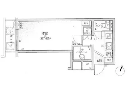 パレ・ホームズ天王洲(1K/3階)の間取り写真