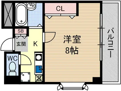 セリバノーブル(1K/6階)の間取り写真