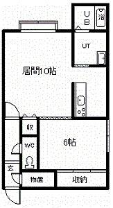 ハーベストA.B棟(1LDK/2階)の間取り写真