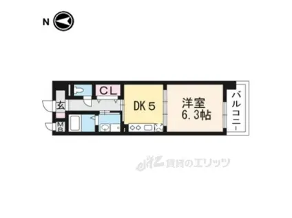 シカタ シャンブレットⅠ(1DK/5階)の間取り写真