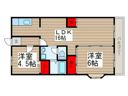 ベル・ビュー松戸(2LDK/3階)の間取り写真