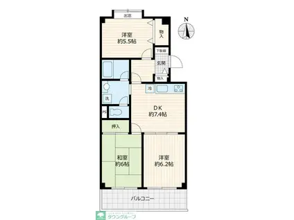 ミキハイム国府台弐番館(3DK/5階)の間取り写真