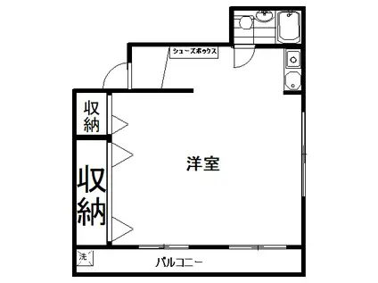 小竹ビル(ワンルーム/2階)の間取り写真